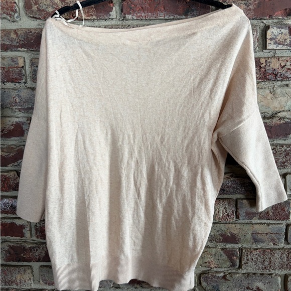 Moth Anthropologie Cream Off-Shoulder Sweater • Size S • Boat Neck Dolman Knit - Picture 3 of 4